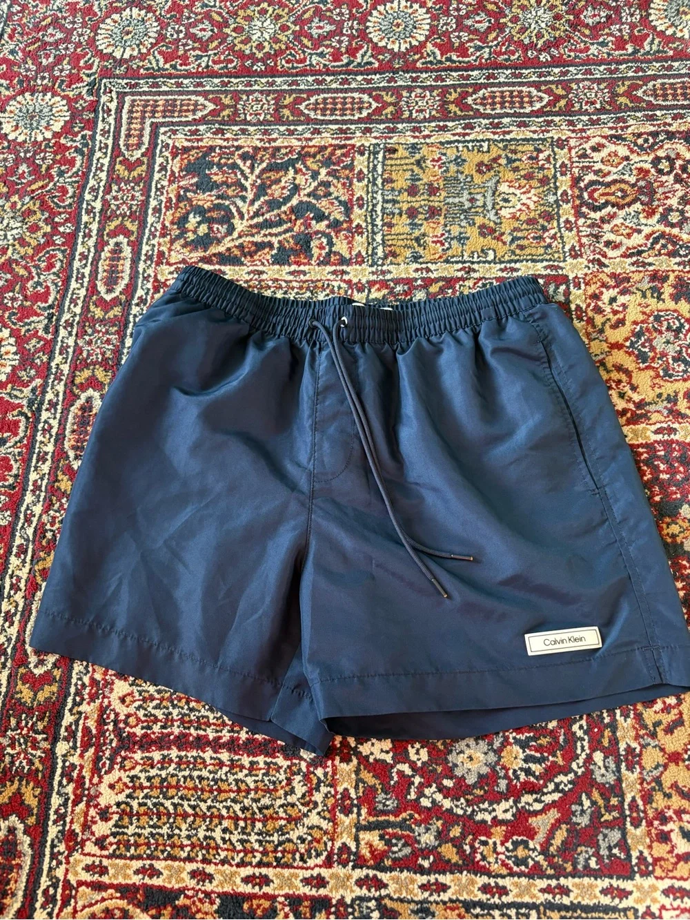 Calvin Klein Men's Dark Navy Swim Shorts with Drawstring